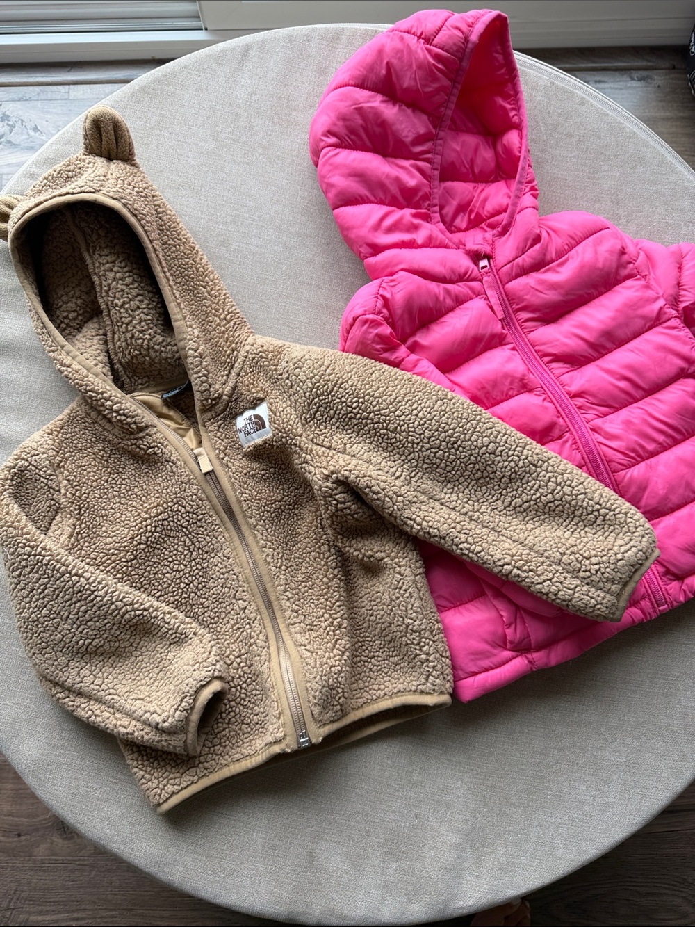 (2) jacket bundle - The North Face Kids bear Sherpa Hoodie & Pink Puffer